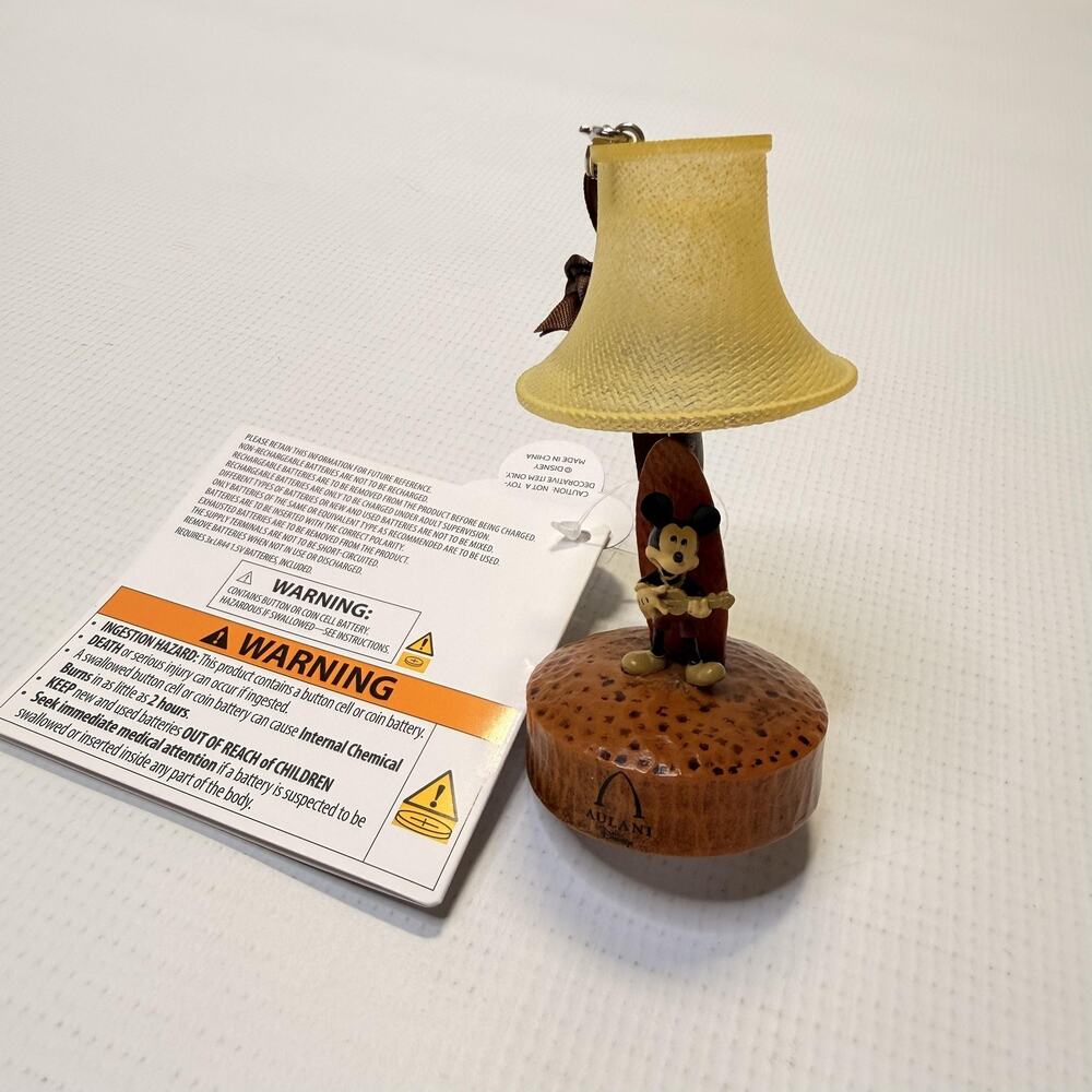 Disney Aulani Resort Ornament Mickey Lamp Light-Up New With Tag Exclusive Hawaii